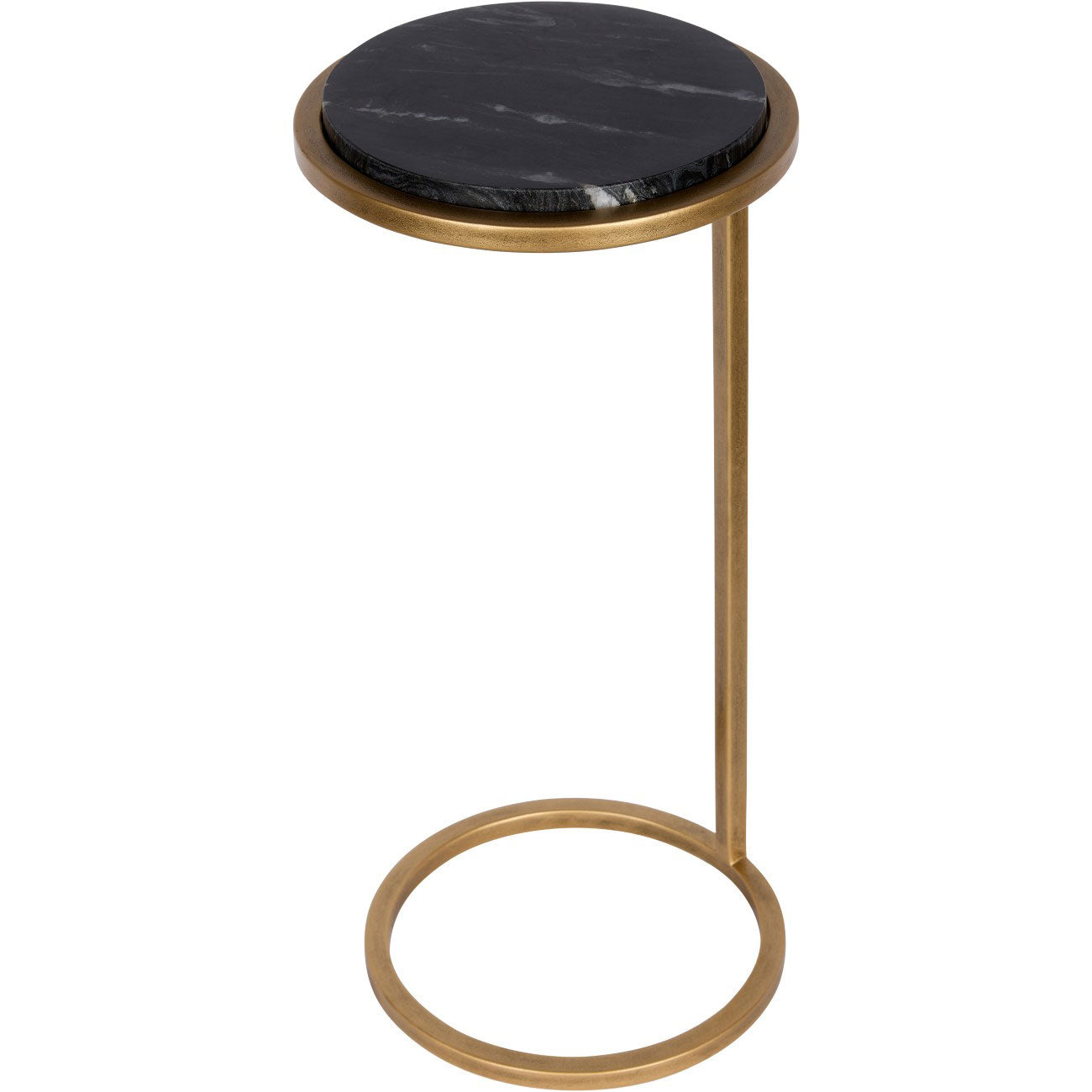 Ares Side Table Aged Gold with Black Markino Marble