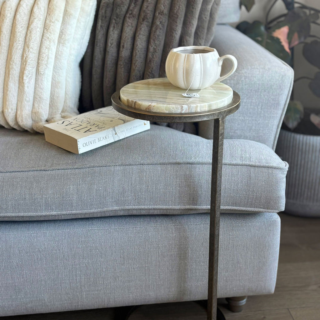 Ares Side Table Antique Brass with Green Onyx