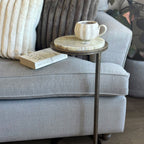 Ares Side Table Antique Brass with Green Onyx