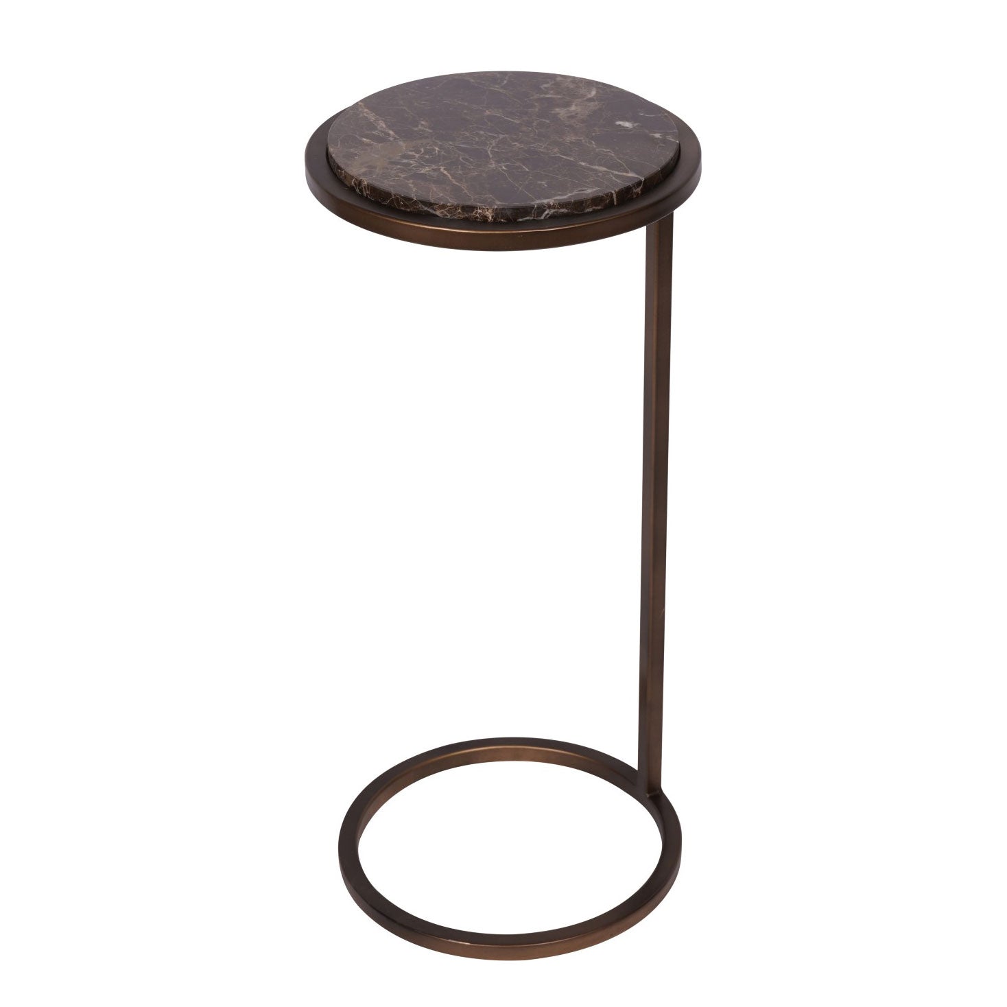 Ares Side Table Bronze with Brown Emperador Marble