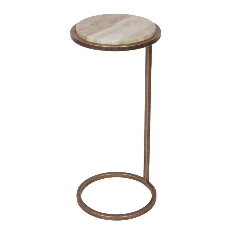 Ares Side Table Antique Brass with Green Onyx