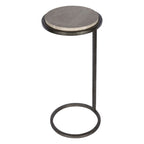 Ares Side Table Aged Silver with Grey Emperador Marble
