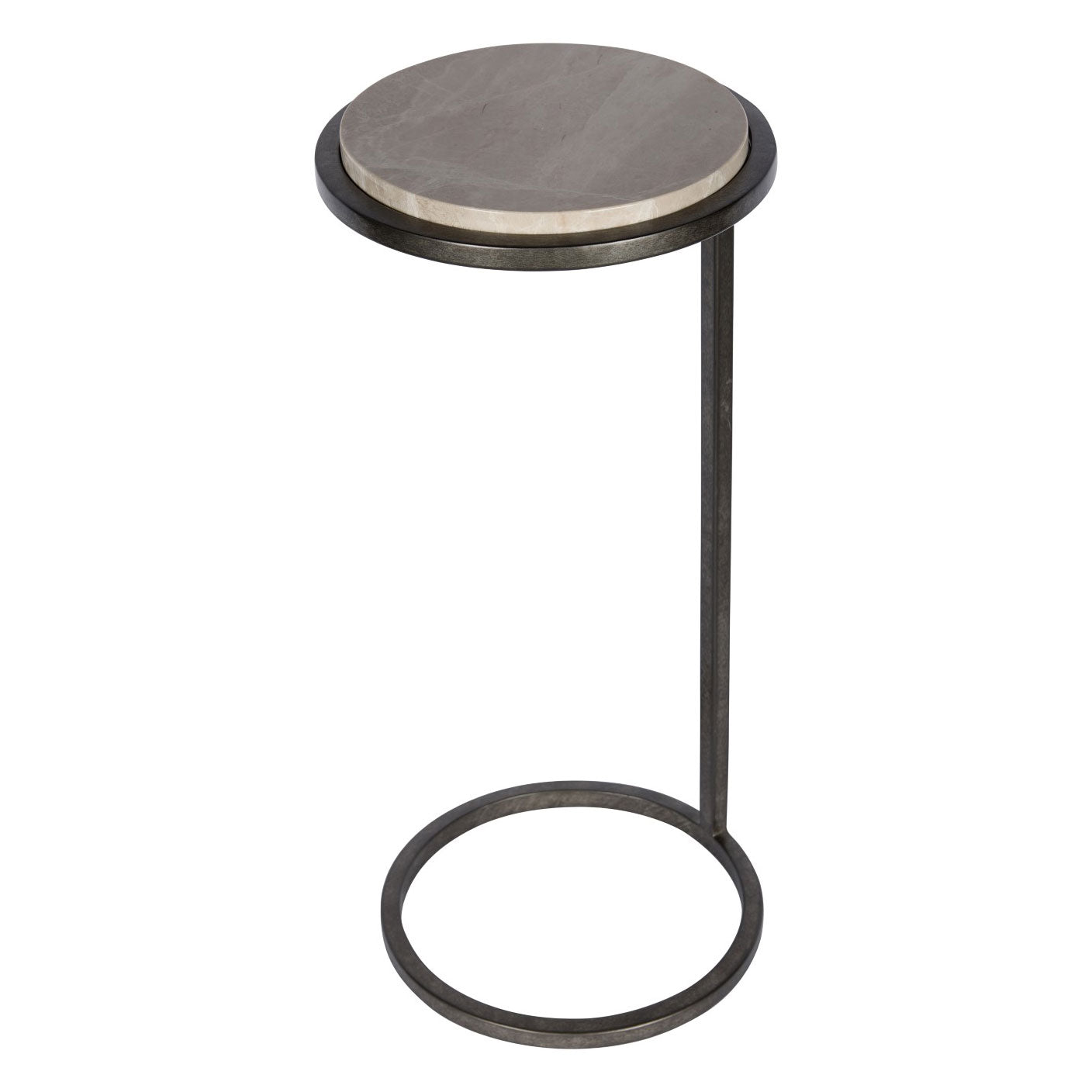 Ares Side Table Aged Silver with Grey Emperador Marble