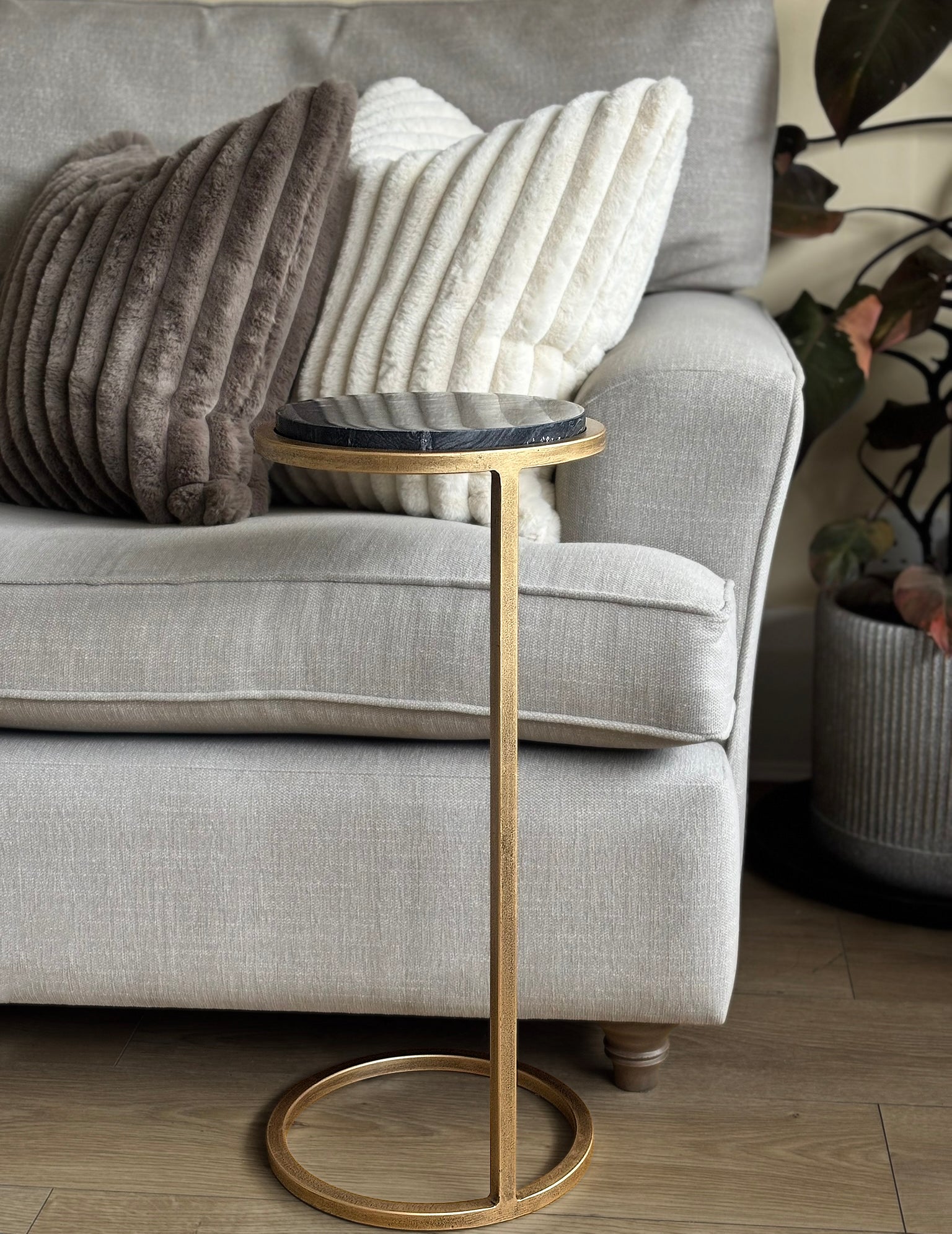 Ares Side Table Aged Gold with Black Markino Marble
