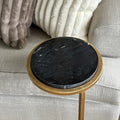 Ares Side Table Aged Gold with Black Markino Marble