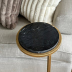 Ares Side Table Aged Gold with Black Markino Marble