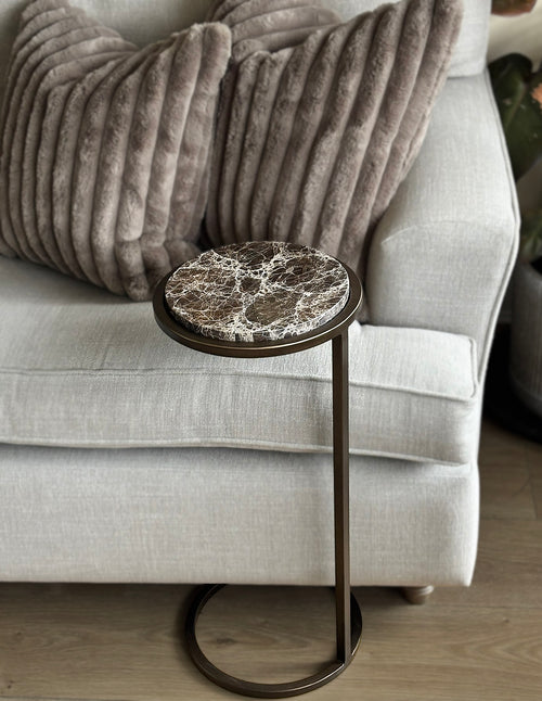 Ares Side Table Bronze with Brown Emperador Marble