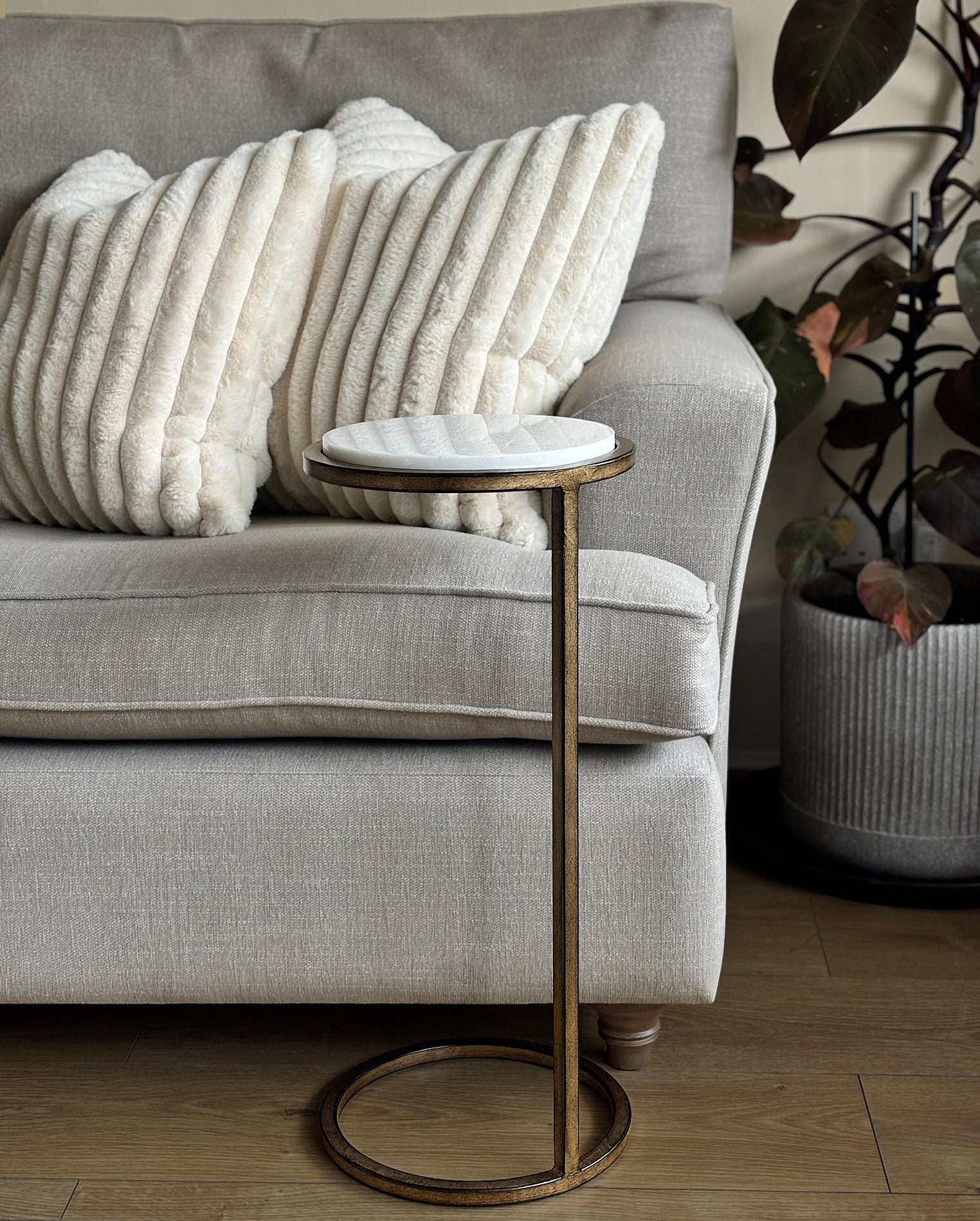 Ares Side Table Smoked Gold with White Banswara Marble